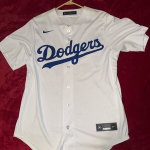 Nike White and Blue Dodgers Jersey